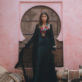 Black Kannika Shirt Dress • Black Gothic Cover Up Dress • Long Sleeves Shirt Dress - AYA Sacred Wear