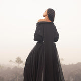 Black Kannika Shirt Dress • Black Gothic Cover Up Dress • Long Sleeves Shirt Dress - AYA Sacred Wear