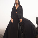 Black Kannika Shirt Dress • Black Gothic Cover Up Dress • Long Sleeves Shirt Dress - AYA Sacred Wear
