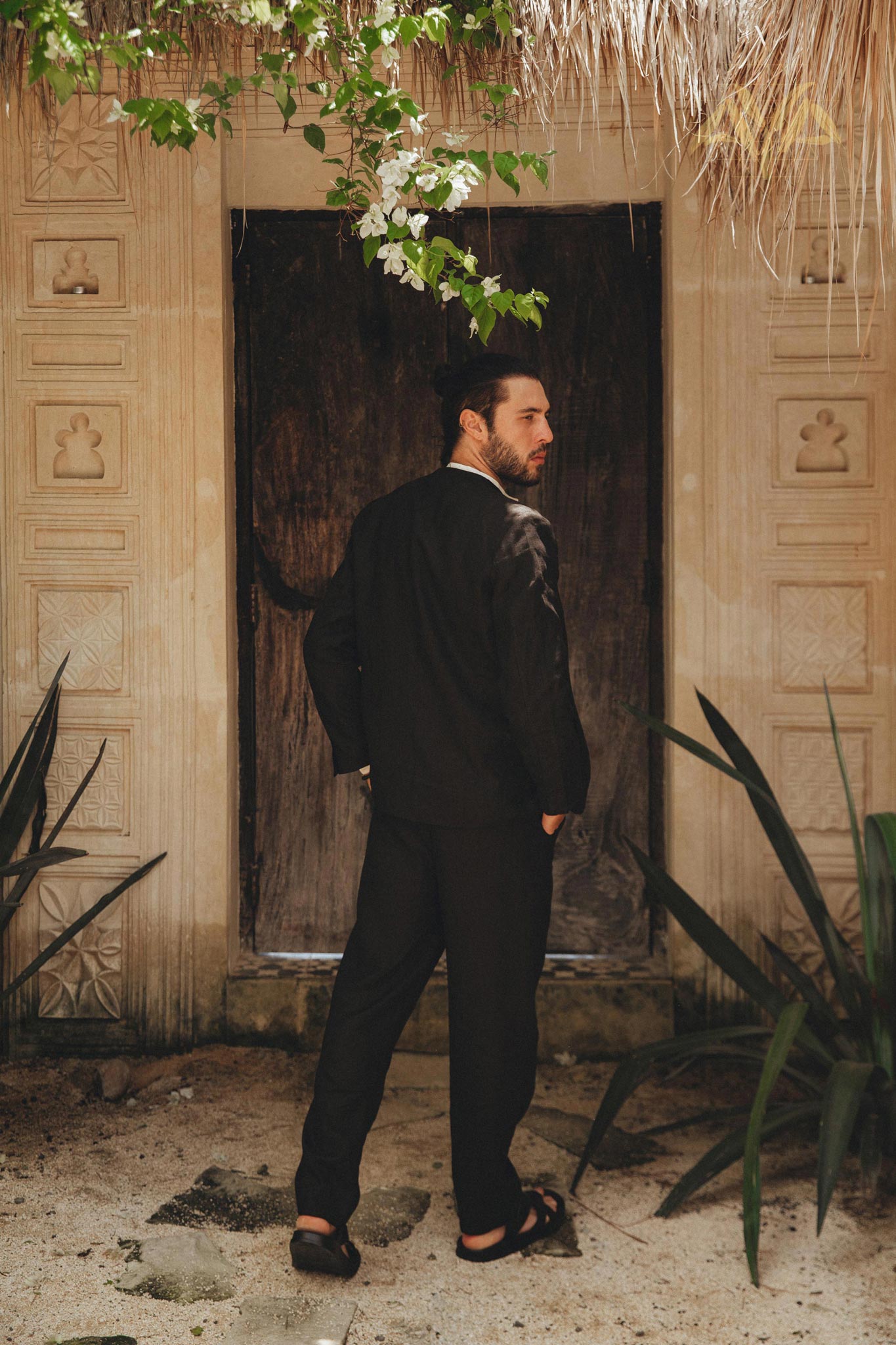 Black Linen Blazer Jacket for Men - AYA Sacred Wear