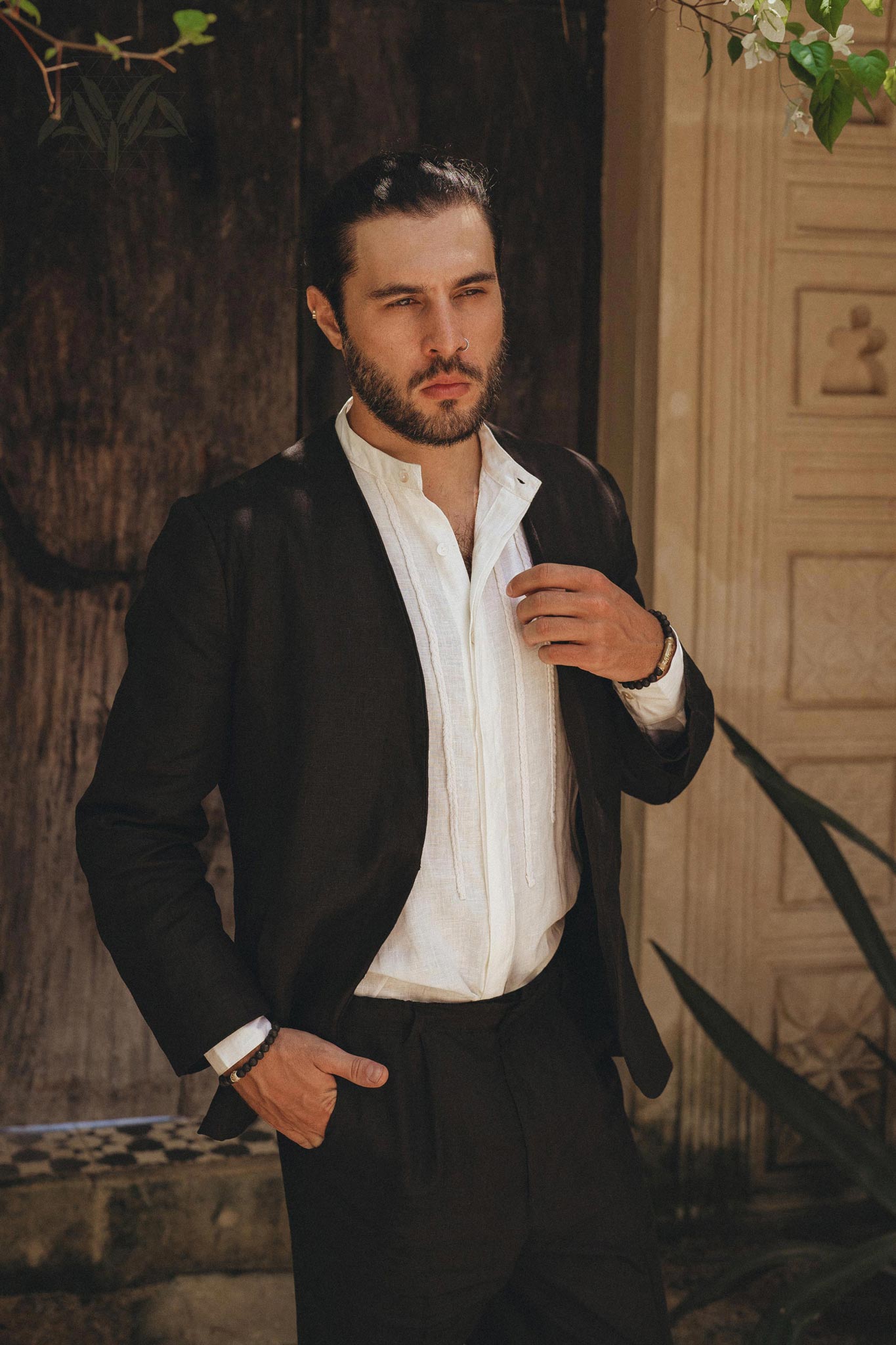 Black Linen Blazer Jacket for Men - AYA Sacred Wear