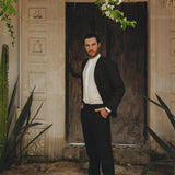 Black Linen Blazer Jacket for Men - AYA Sacred Wear