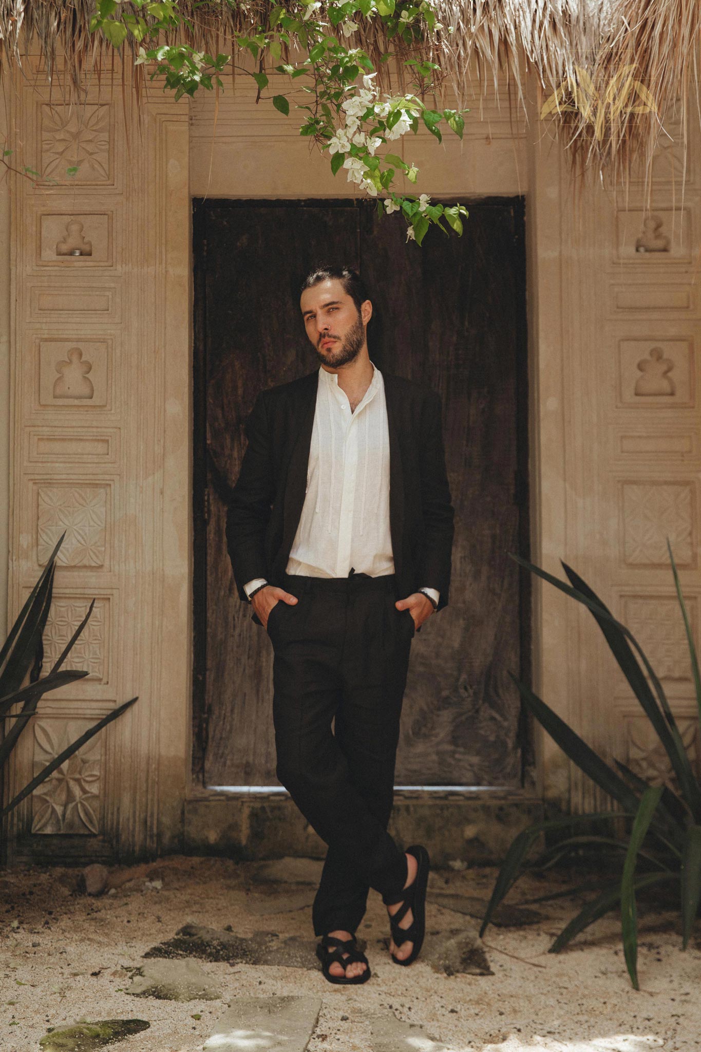 Black Linen Blazer Jacket for Men - AYA Sacred Wear
