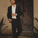 Black Linen Blazer Jacket for Men - AYA Sacred Wear