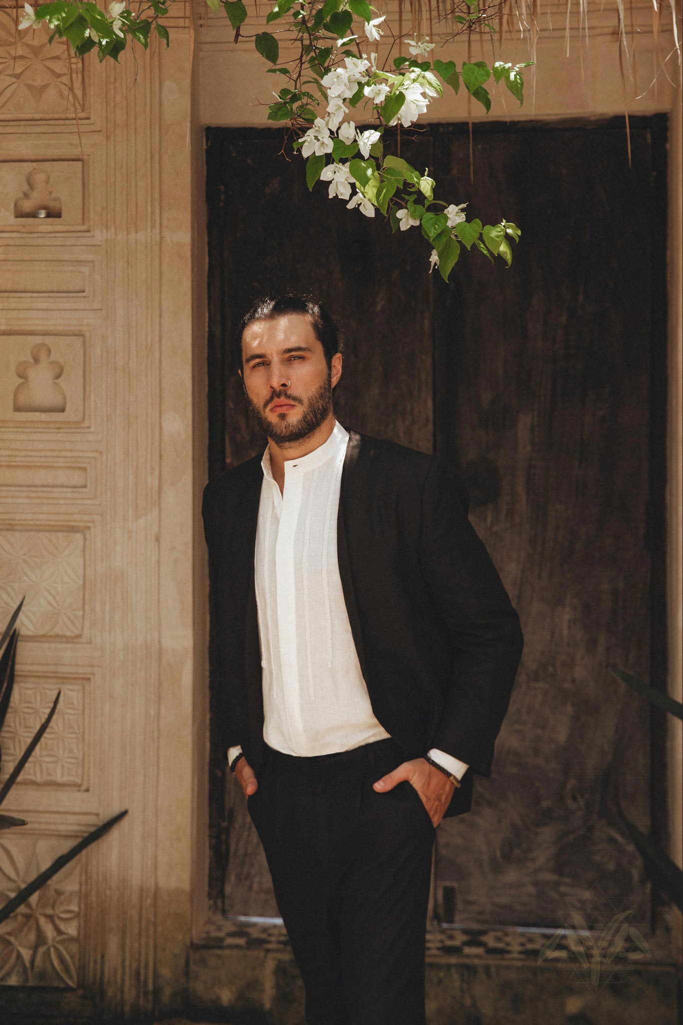 Black Linen Blazer Jacket for Men - AYA Sacred Wear