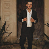 Black Linen Blazer Jacket for Men - AYA Sacred Wear