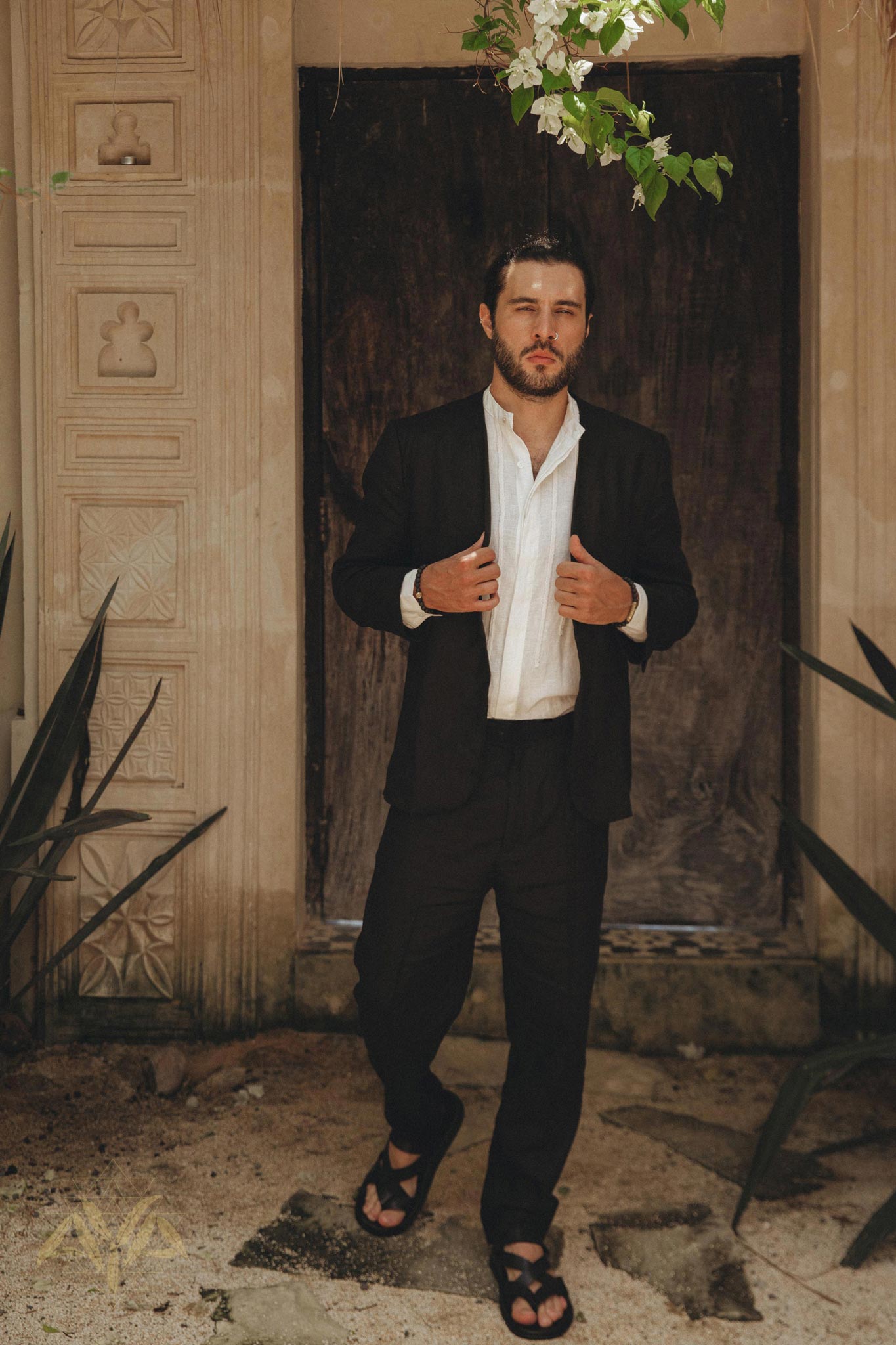 Black Linen Blazer Jacket for Men - AYA Sacred Wear