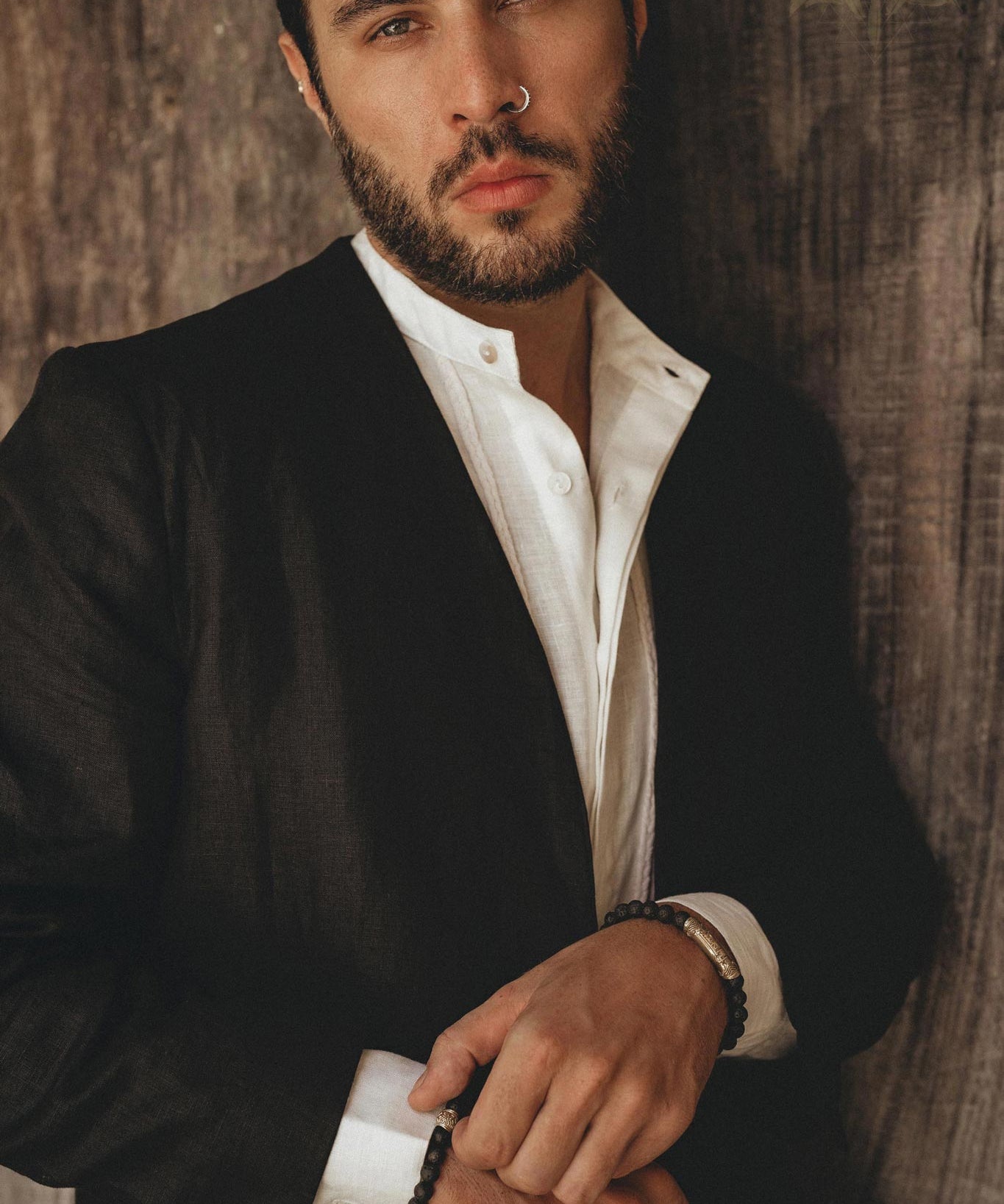 Black Linen Blazer Jacket for Men - AYA Sacred Wear