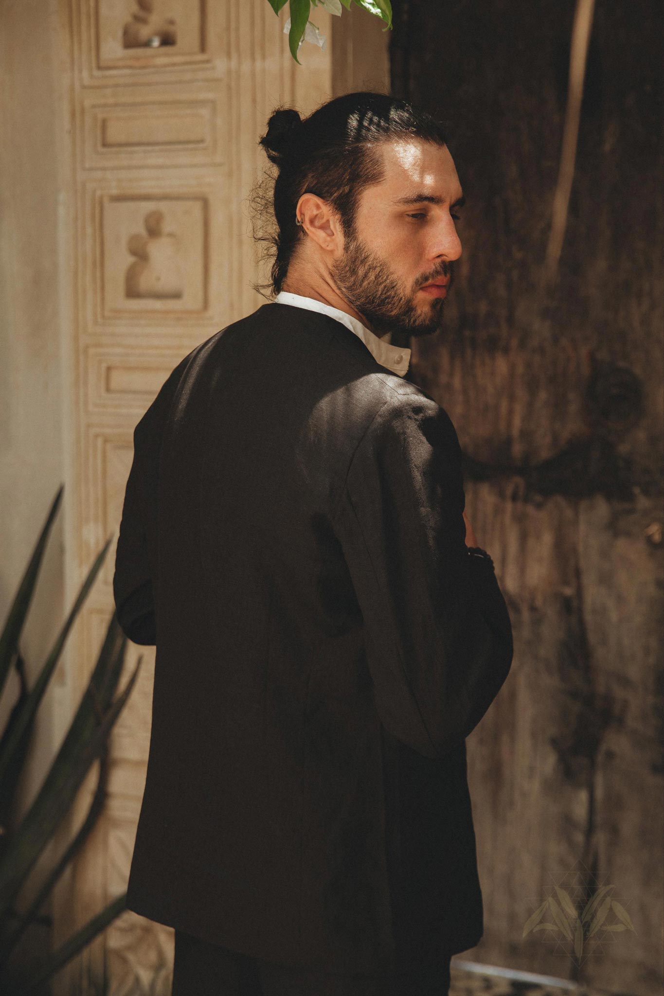 Black Linen Blazer Jacket for Men - AYA Sacred Wear