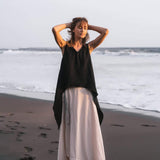 Black Linen Boho Top for Women • Viking Tunic - AYA Sacred Wear