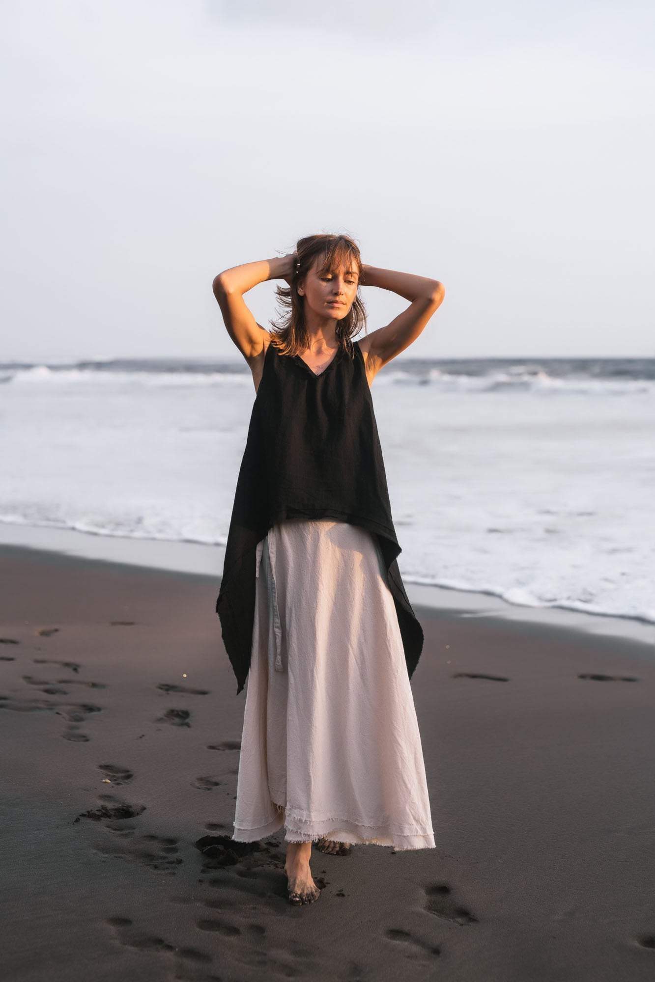 Black Linen Boho Top for Women • Viking Tunic - AYA Sacred Wear