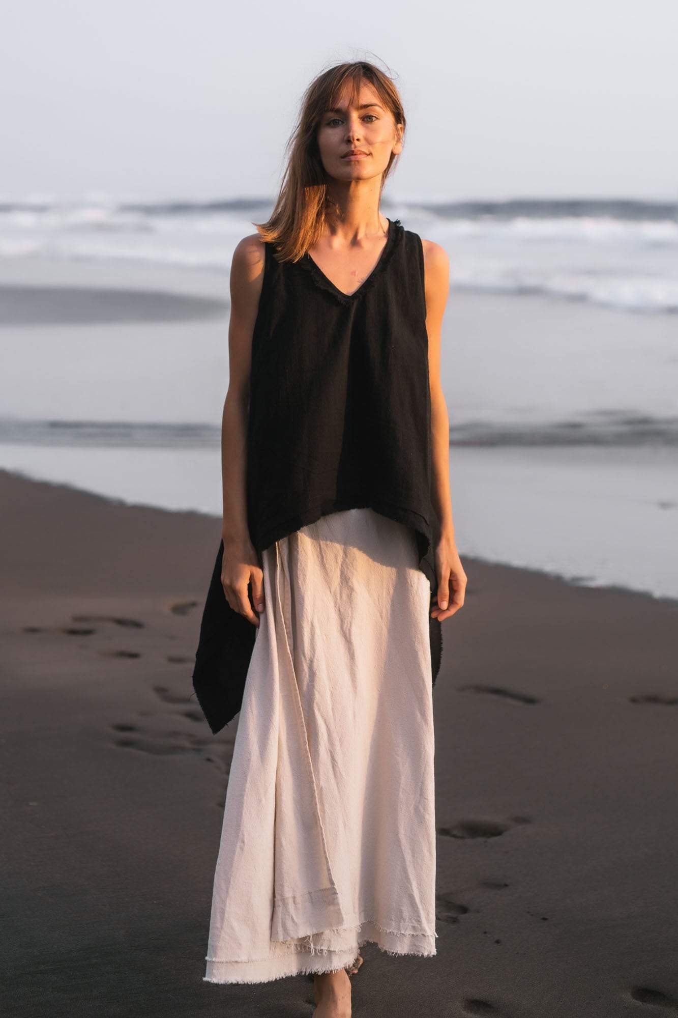 Black Linen Boho Top for Women • Viking Tunic - AYA Sacred Wear