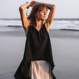 Black Linen Boho Top for Women • Viking Tunic - AYA Sacred Wear