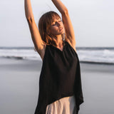 Black Linen Boho Top for Women • Viking Tunic - AYA Sacred Wear