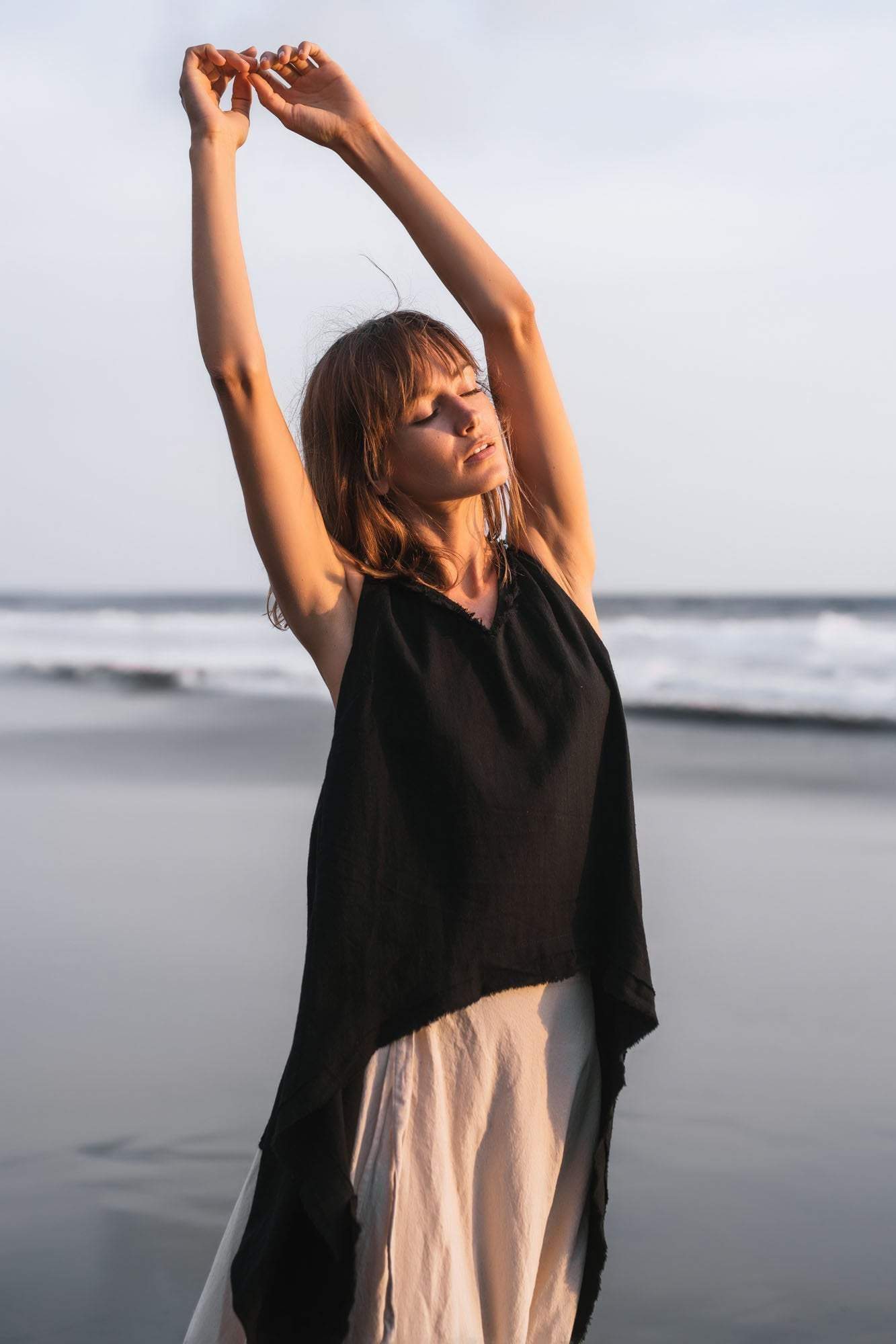 Black Linen Boho Top for Women • Viking Tunic - AYA Sacred Wear