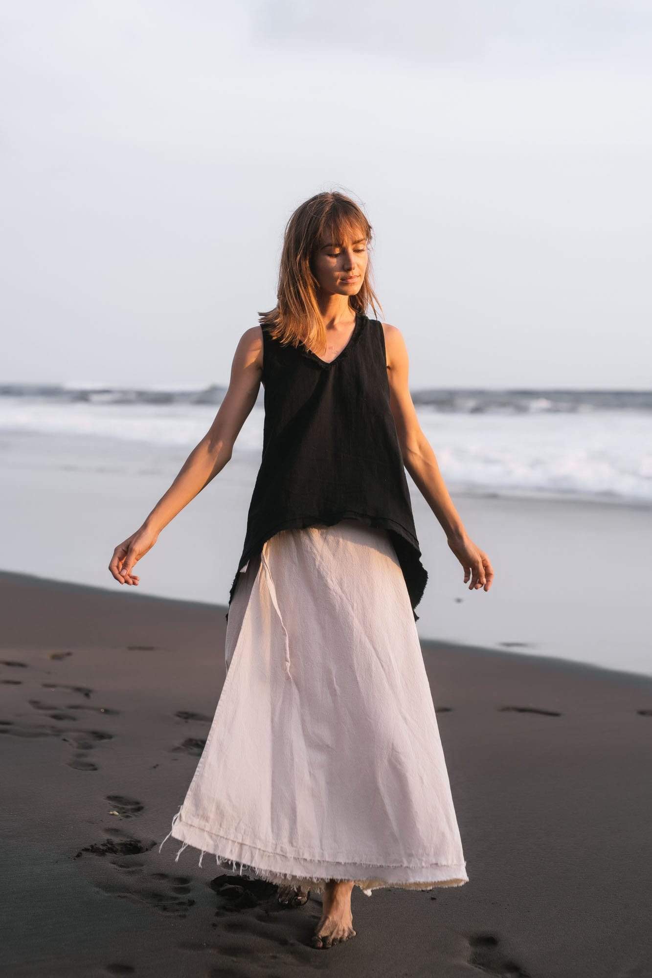 Black Linen Boho Top for Women • Viking Tunic - AYA Sacred Wear