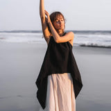 Black Linen Boho Top for Women • Viking Tunic - AYA Sacred Wear
