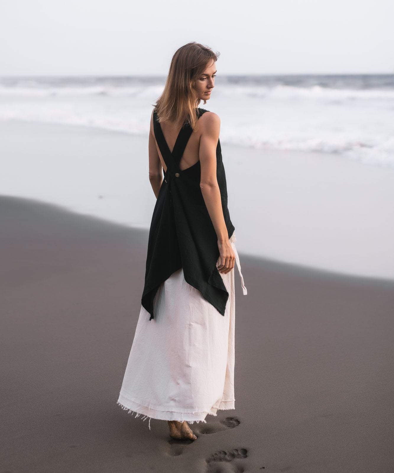 Black Linen Boho Top for Women • Viking Tunic - AYA Sacred Wear