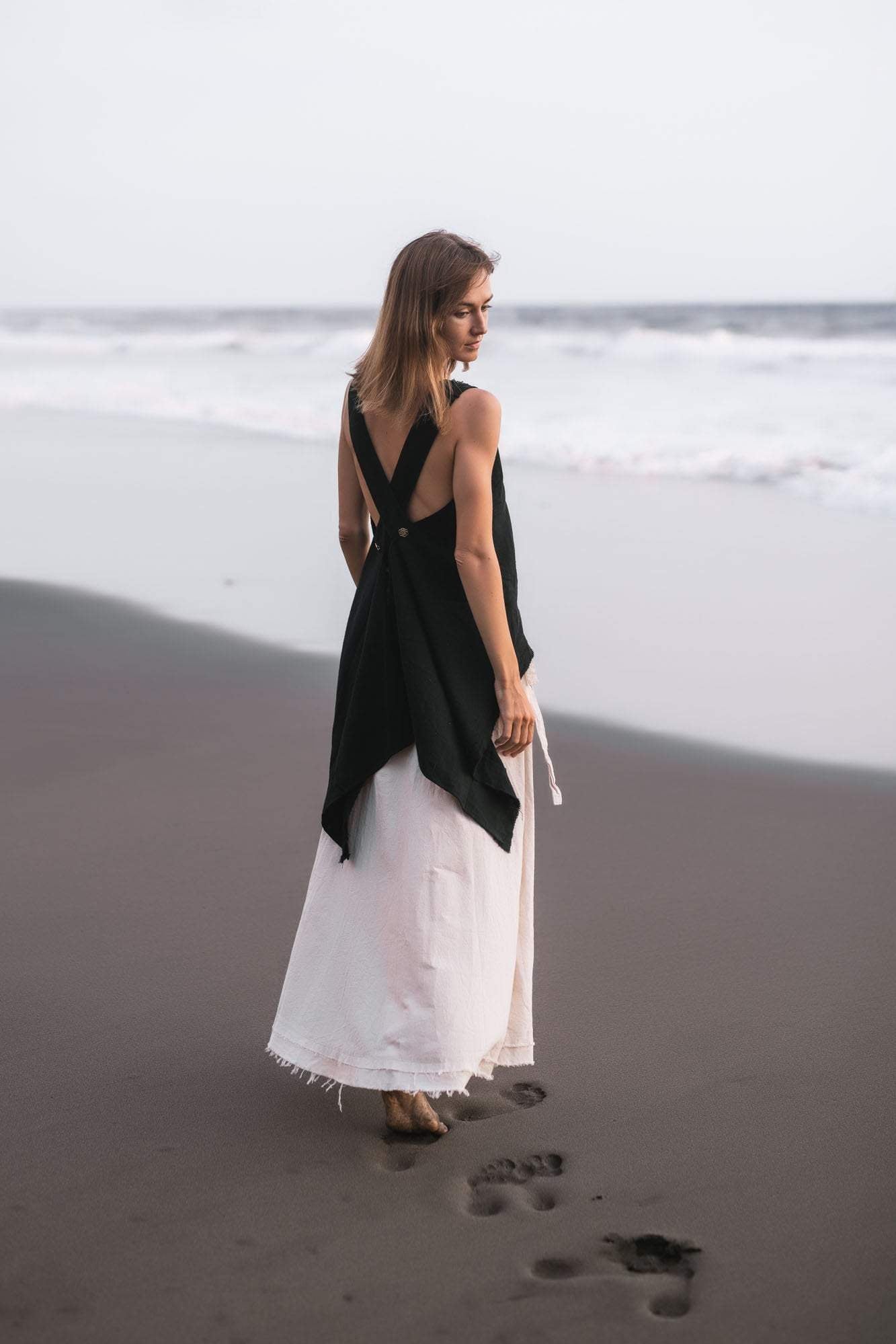 Black Linen Boho Top for Women • Viking Tunic - AYA Sacred Wear