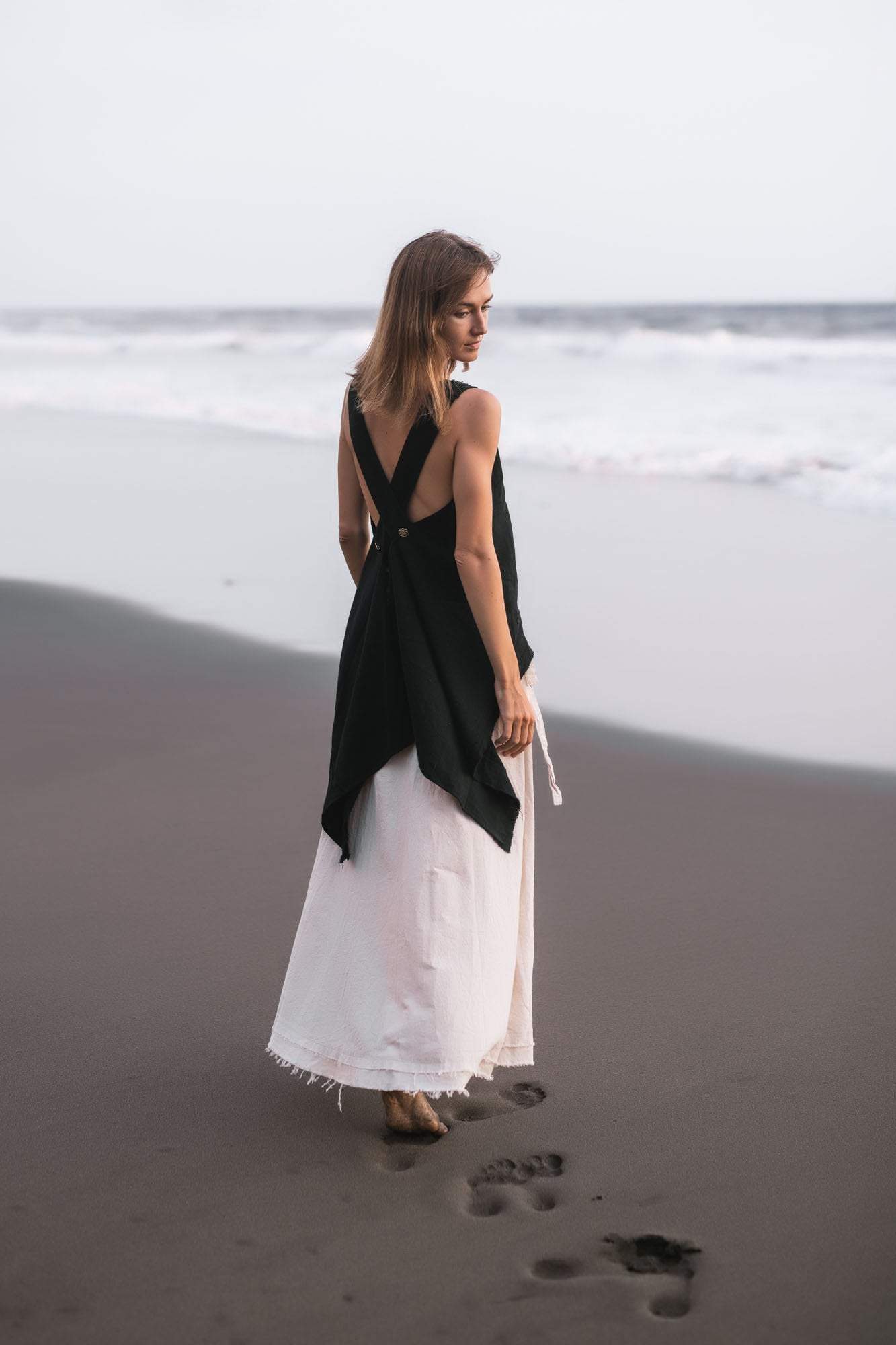 Black Linen Boho Top for Women • Viking Tunic - AYA Sacred Wear