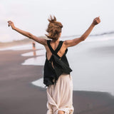 Black Linen Boho Top for Women • Viking Tunic - AYA Sacred Wear