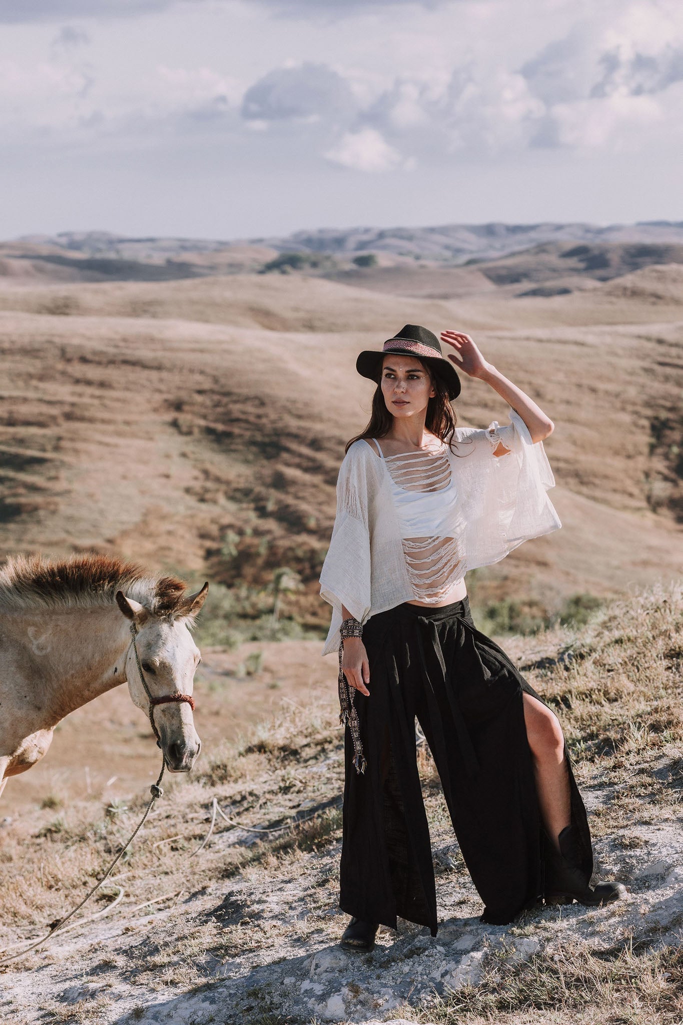 Black Linen Pants Boho Yoga Pants - AYA Sacred Wear