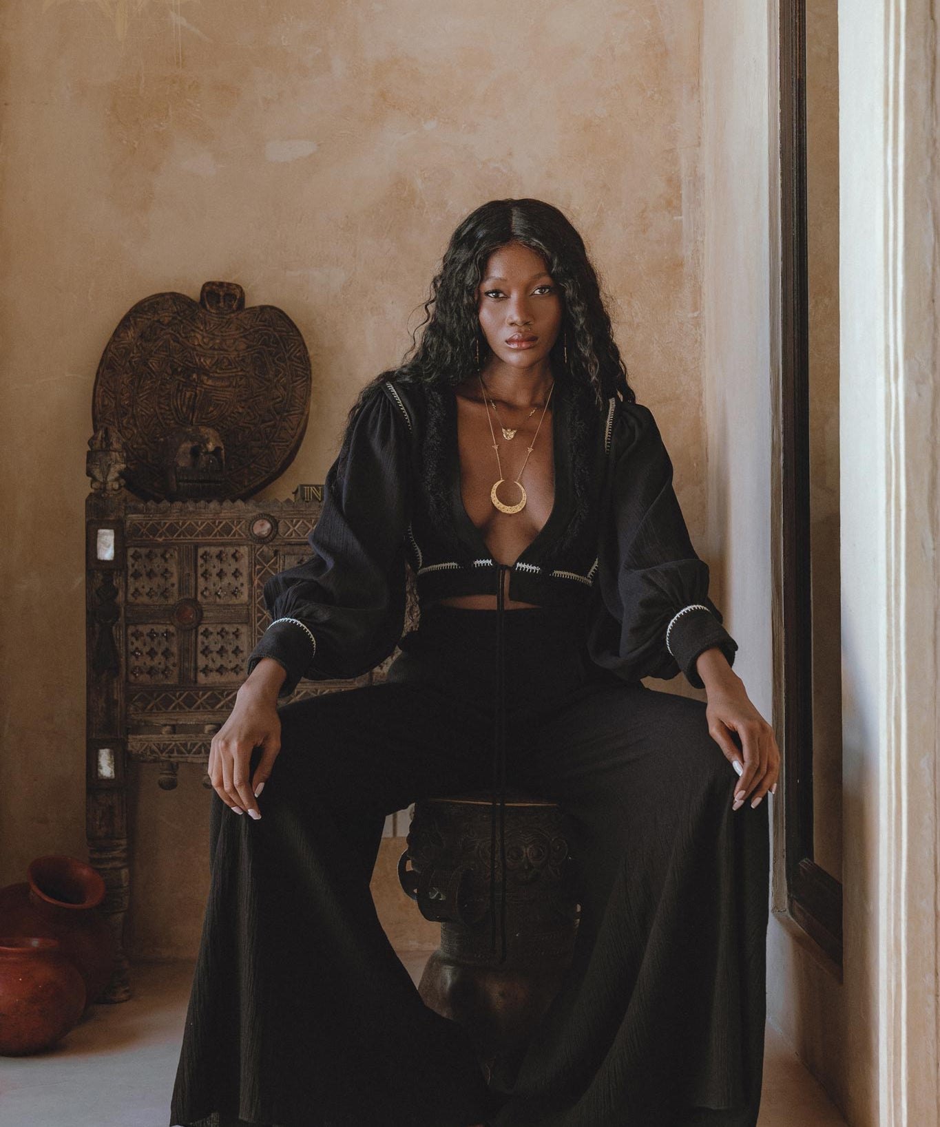 Black Linen Pants • Organic Summer Pants Women • Boho Adjustable Trousers - AYA Sacred Wear