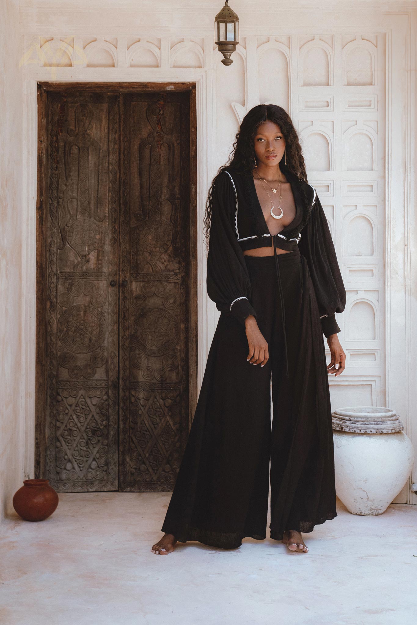 Black Linen Pants • Organic Summer Pants Women • Boho Adjustable Trousers - AYA Sacred Wear