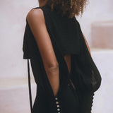 Black Open Shoulders set • Boho Crop Top and Pants • Goth Adjustable Set - AYA Sacred Wear
