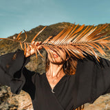 Black Organic Top Women • Wide Sleeve Wrap Top Kimono Blouse - AYA Sacred Wear