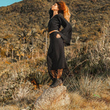 Black Organic Top Women • Wide Sleeve Wrap Top Kimono Blouse - AYA Sacred Wear