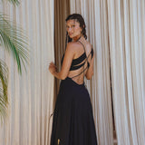 Black Oshun Dress • A-line Dress Light Cotton and Silk Formal Bridal Dress - AYA Sacred Wear