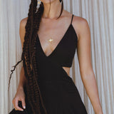 Black Oshun Dress • A - line Dress Light Cotton and Silk Formal Bridal Dress - AYA Sacred Wear