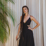 Black Oshun Dress • A - line Dress Light Cotton and Silk Formal Bridal Dress - AYA Sacred Wear