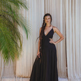 Black Oshun Dress • A - line Dress Light Cotton and Silk Formal Bridal Dress - AYA Sacred Wear