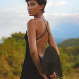 Black Padma Dress • Cocktail Summer Dress • Minimalist Elegant Open Back Dress - AYA Sacred Wear