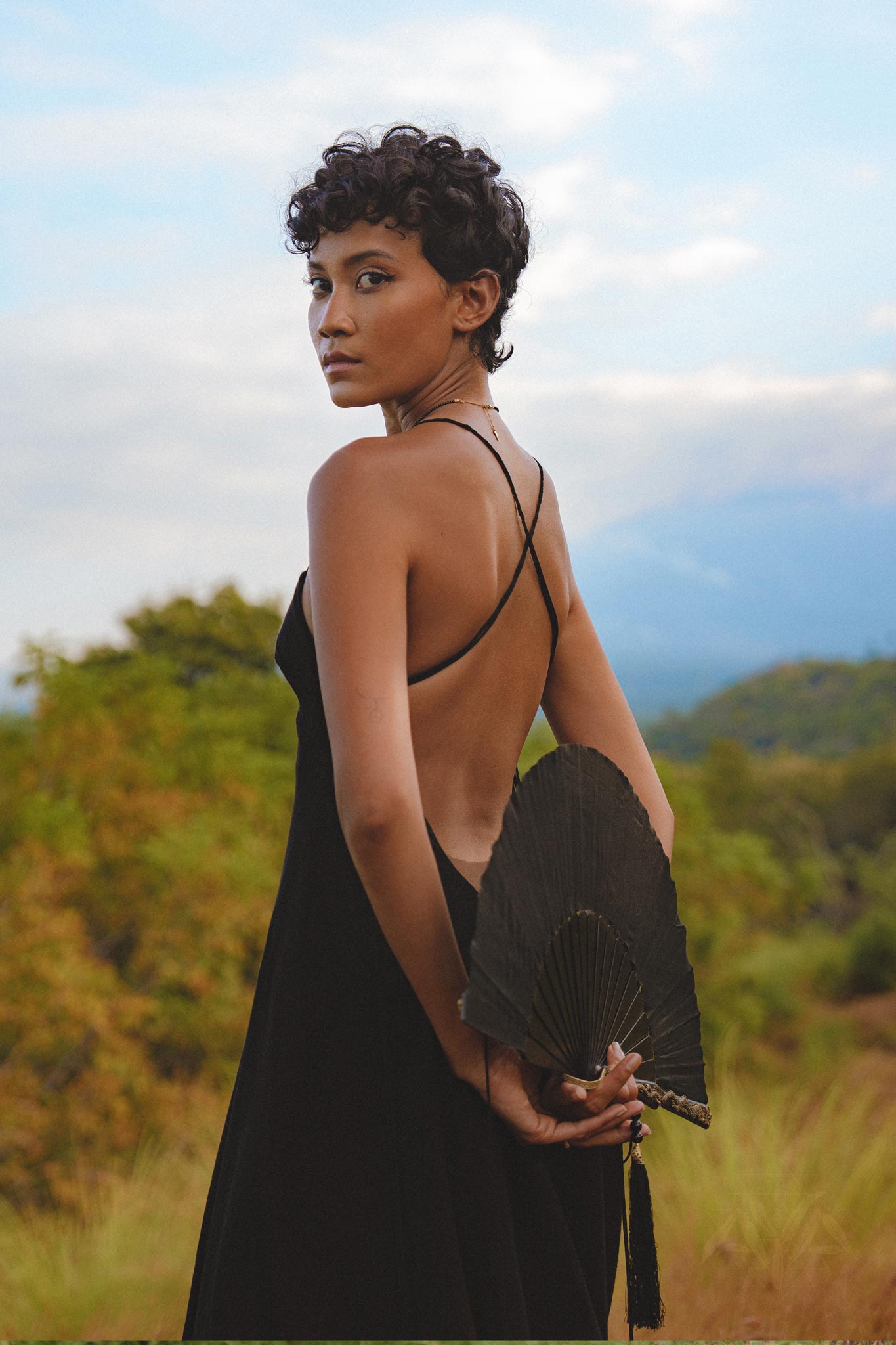 Black Padma Dress • Cocktail Summer Dress • Minimalist Elegant Open Back Dress - AYA Sacred Wear