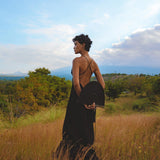 Black Padma Dress • Cocktail Summer Dress • Minimalist Elegant Open Back Dress - AYA Sacred Wear