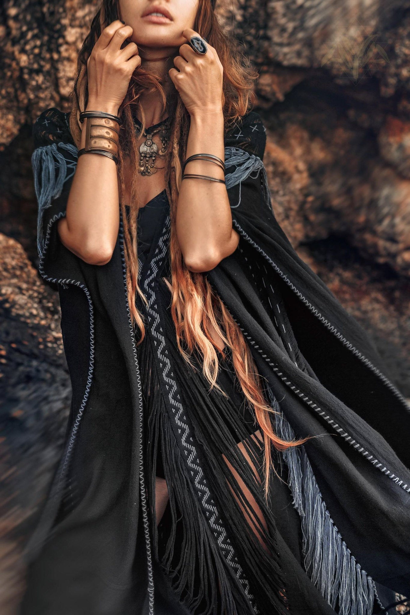 Black Poncho • Bohemian Poncho • Plus Size Clothing - AYA Sacred Wear