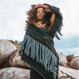 Black Poncho • Bohemian Poncho • Plus Size Clothing - AYA Sacred Wear