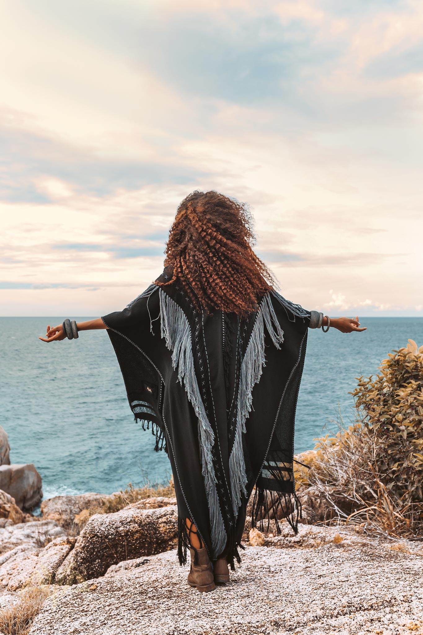 Black Poncho • Bohemian Poncho • Plus Size Clothing - AYA Sacred Wear