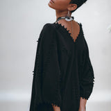 Black Poncho Robe • Boho Cape for Women • Bohemian Kimono Overcoat - AYA Sacred Wear