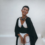 Black Poncho Robe • Boho Cape for Women • Bohemian Kimono Overcoat - AYA Sacred Wear