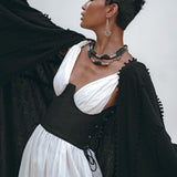 Black Poncho Robe • Boho Cape for Women • Bohemian Kimono Overcoat - AYA Sacred Wear