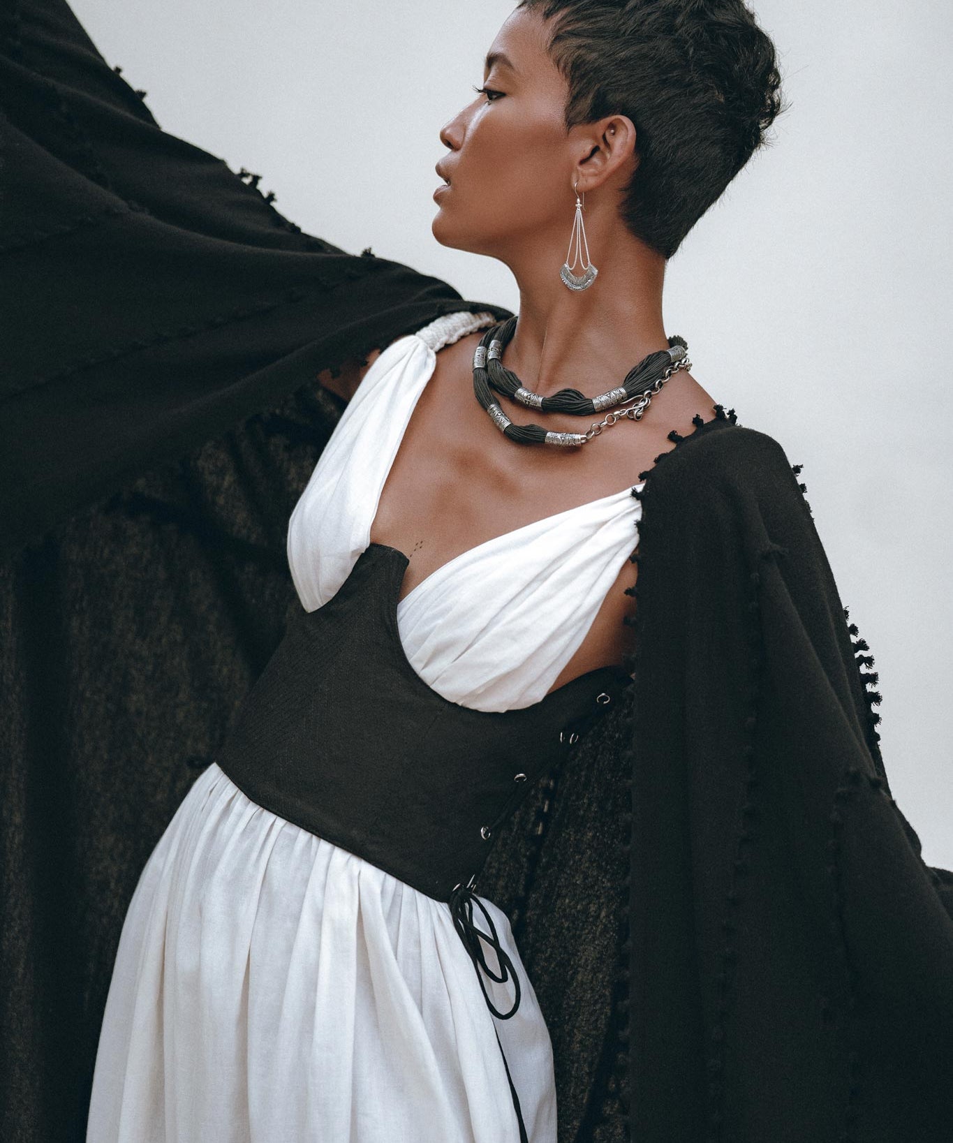 Black Poncho Robe • Boho Cape for Women • Bohemian Kimono Overcoat - AYA Sacred Wear