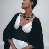 Black Poncho Robe • Boho Cape for Women • Bohemian Kimono Overcoat - AYA Sacred Wear