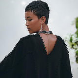 Black Poncho Robe • Boho Cape for Women • Bohemian Kimono Overcoat - AYA Sacred Wear