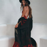 Black Poncho Robe • Boho Cape for Women • Handmade Bohemian Poncho - AYA Sacred Wear