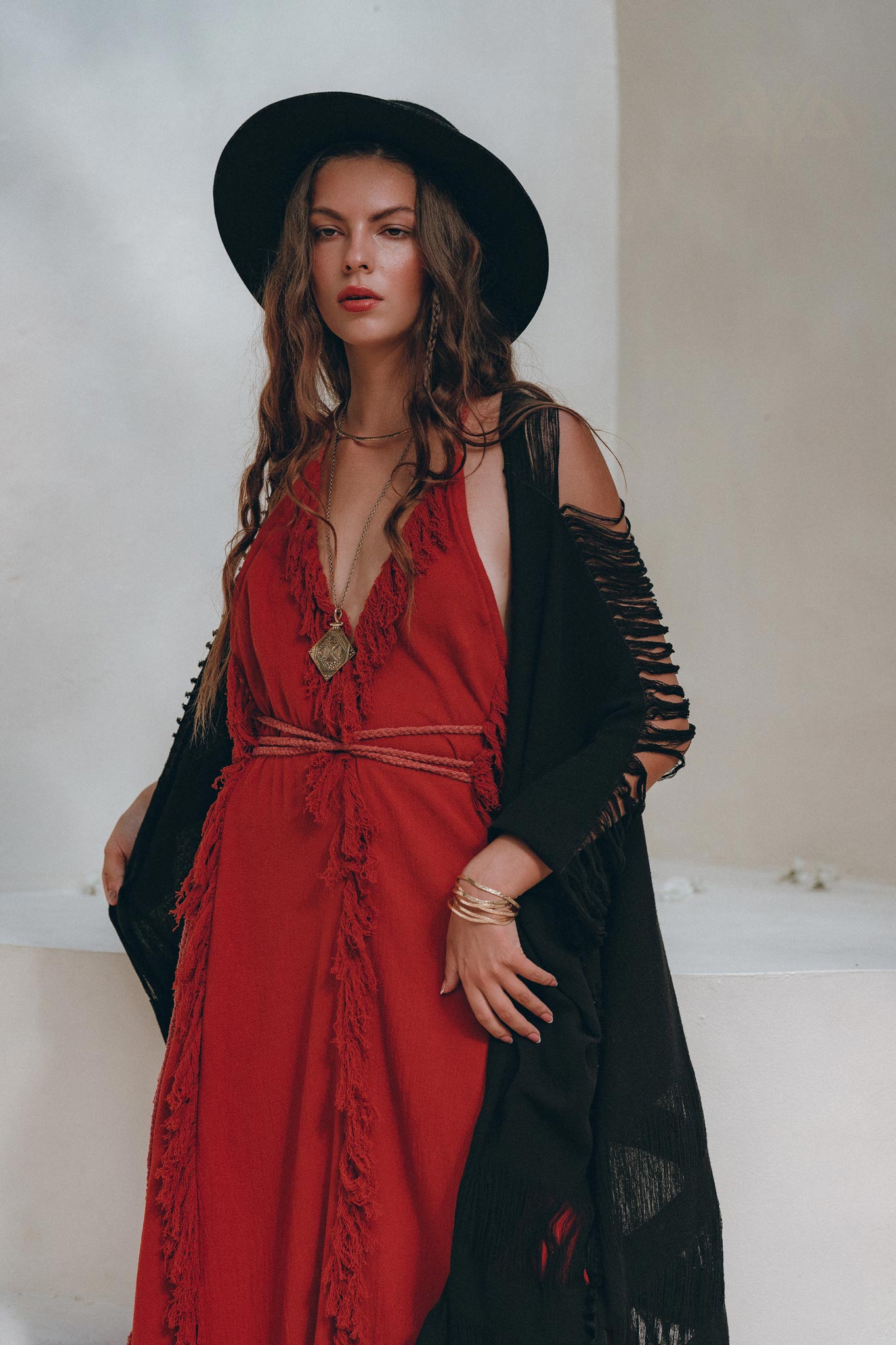 Black Poncho Robe • Boho Cape for Women • Handmade Bohemian Poncho - AYA Sacred Wear