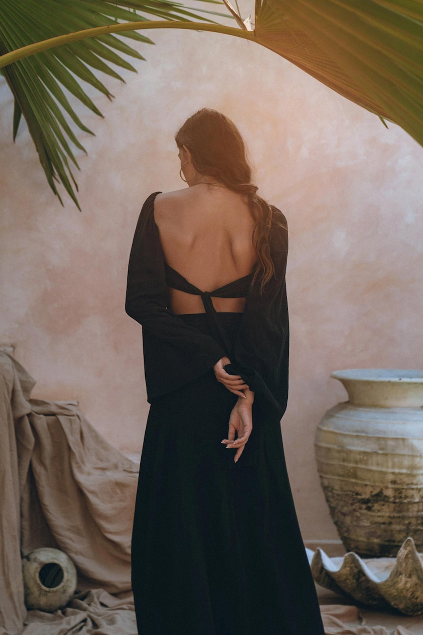 Black Summer Open Belly Top and Skirt • Black Tank Top and Maxi Skirt - AYA Sacred Wear